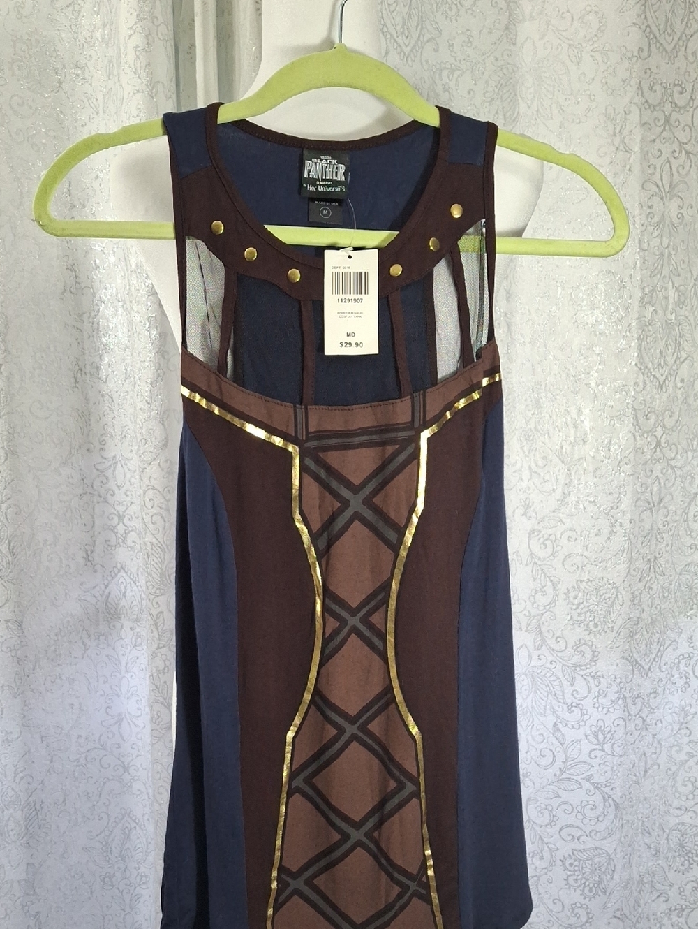 Her Universe Black Panther M Navy and Brown Sleeveless Tank with Gold Trim